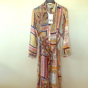 Zara printed Swiss dot dress. New with tags.